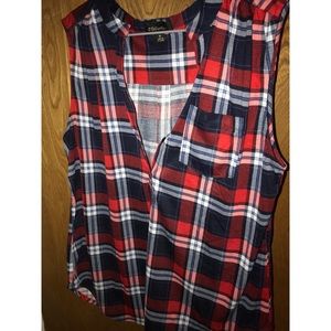 Plaid 3 button tank.